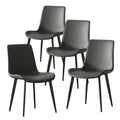 Dining Chairs 4Pcs, Modern Kitchen & Dining Room Chairs, Upholstered Faux Leather Cushion Seat And Sturdy Metal Legs