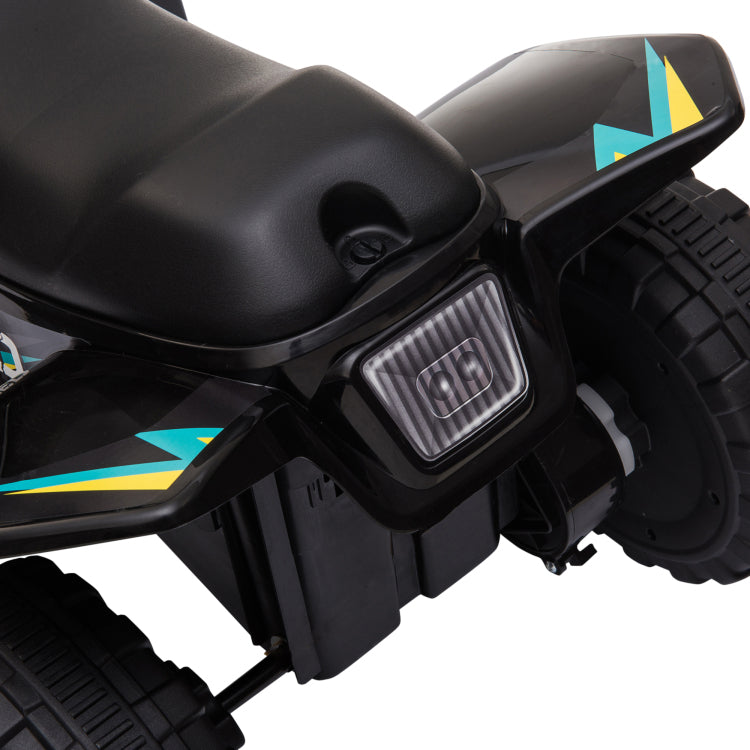 Aosom 6V Kids Atv 4 Wheeler Ride On Car, Electric Motorized Quad Battery Powered Vehicle With Forward Reverse Switch For 18 36 Months Old Toddlers, Black