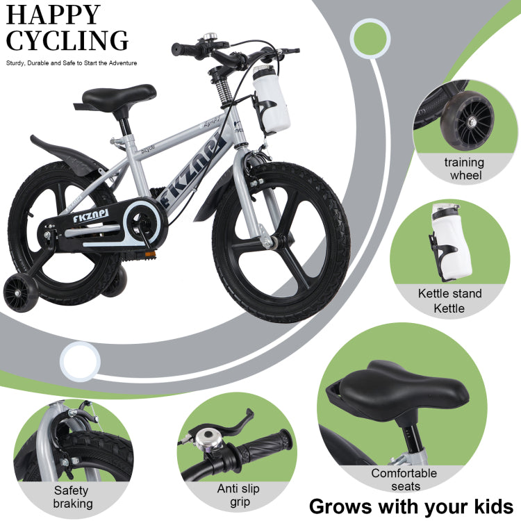 Fkznpj Kids Bike 16 Inch High Carbon Steel Frame, Magnesium Alloy Wheels, Training Wheels With Night Glow, Adjustable Seat, Water Bottle Girls & Boys Bicycle Ages 3 9, Toddler Bike