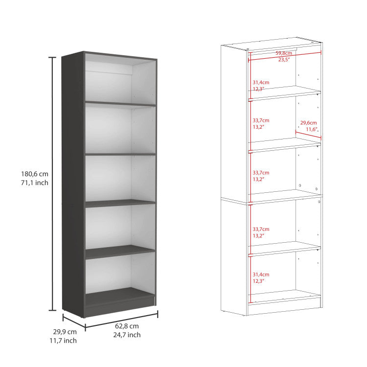 2 Piece Bookcase Living Room Set, Storage Cabinet, 49" Wide And 9 Shelves Matt Gray White