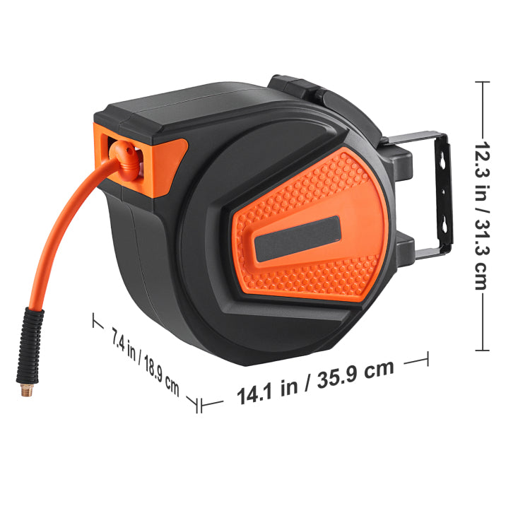 Retractable Air Hose Reel, 3 8 In X 50 Ft Hybrid Air Hose Max 300Psi, Air Compressor Hose Reel With 5 Ft Lead In, Ceiling Wall Mount Enclosed Air Reel, 180 Swivel Mount