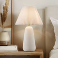 Textured Ceramic Table Lamp With Fluted Fabric Shade White See Below