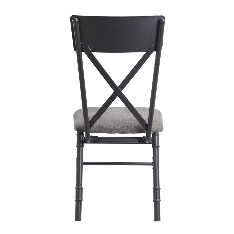 Edina Gray Fabric, Oak & Sandy Black Finish Side Chair Set Of 2