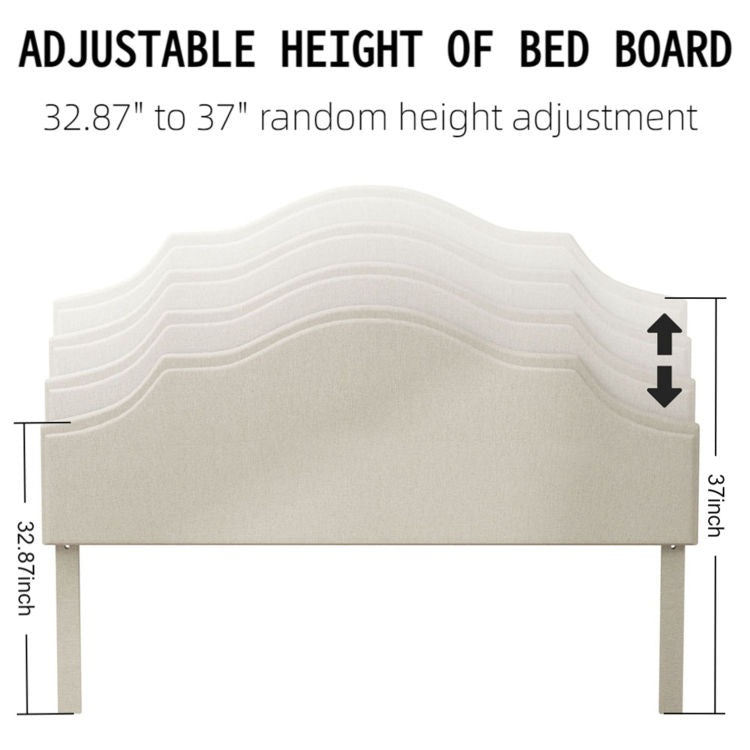 Queen Size Bed Frame Upholstered Platform Bed With Adjustable Headboard,Linen Fabric Padded,Modern Simple Style Platform Bed No Box Spring Needed, Easy Assembly, Beige