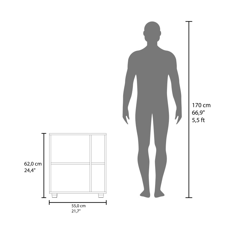 Storage Cabinet 24.4" H, 1 Door, 4 Shelves, 2 Legs, White Bathroom