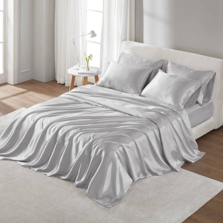 4 Pcs Twin Luxury Sheet Set Light Grey