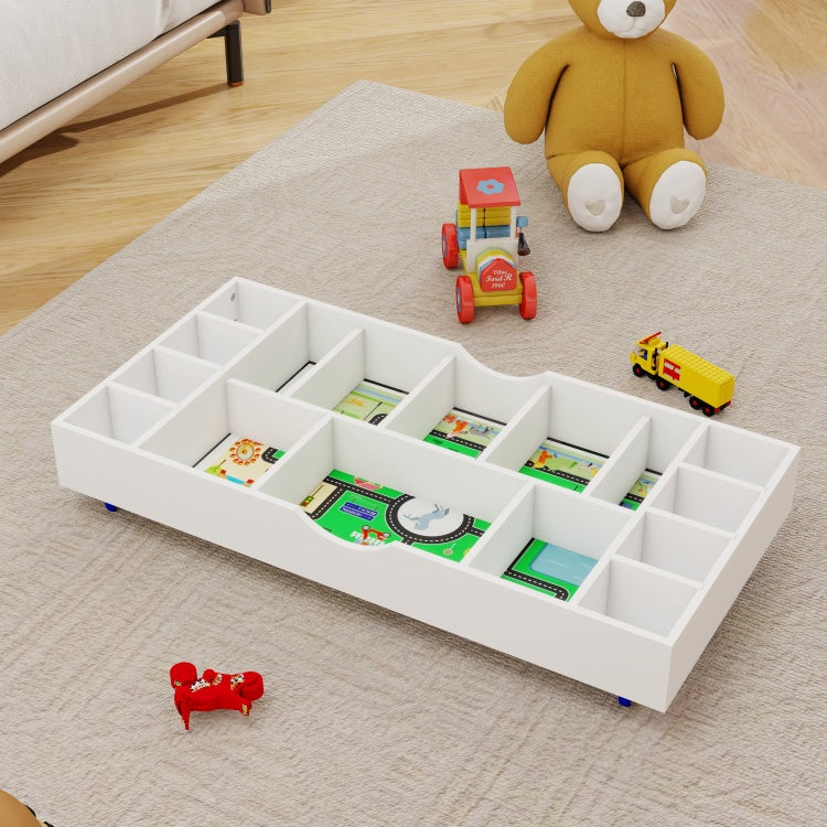 The 2 In 1 Rollaway Play Table And Toy Organizer Compatible With Lego Suitable For Storing Under Bed Or Sofa White 38" X 18.7" X 5.9"