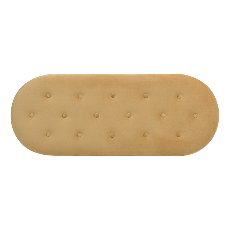 Melinda 48.5" Oval Tufted Bullion Fringe Storage Bench, Gold Velvet