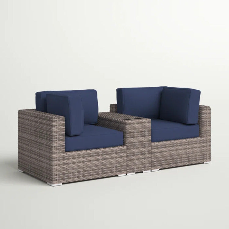 2 Person Rattan Wicker Outdoor Seating Group With Cushions Fully Assembled