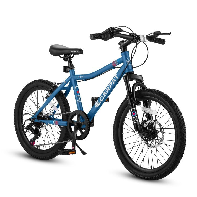 S20101 20 Inch Kids' Bike, Boys Girls Mountain Bike Ages 6 12, 7 Speed Teenager Children Kids' Bicycles, Front Suspension Disc Brake Rear V Brake, High Steel Frame