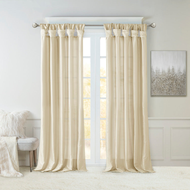 Twist Tab Lined Window Curtain Panel Champagne 50X95"