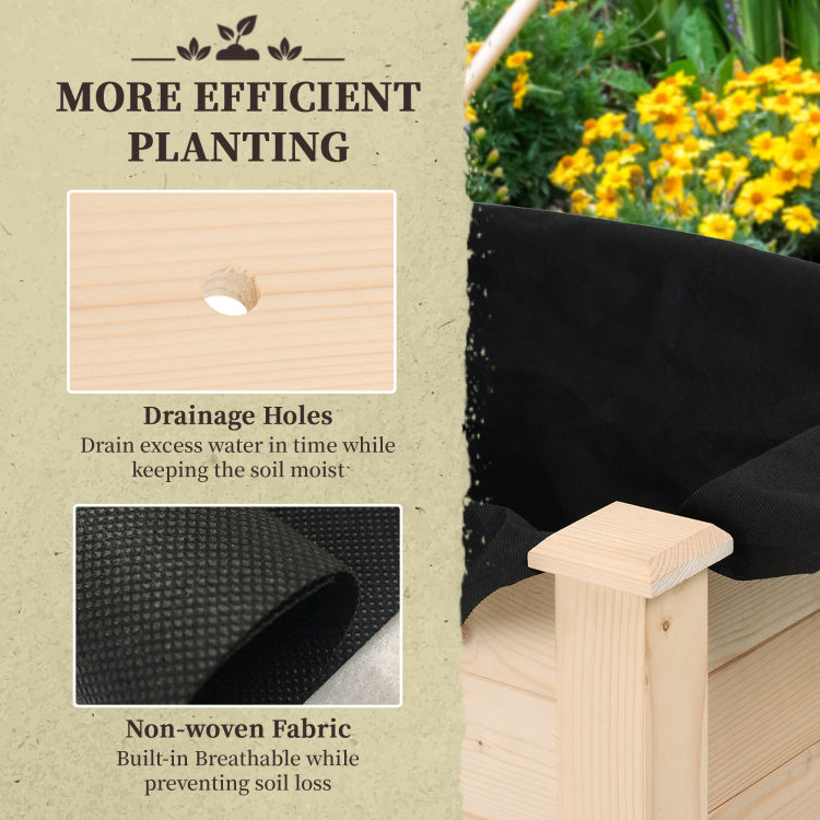 Outsunny Raised Garden Bed With Legs, 34" X 18" X 30", Elevated Wooden Planter Box, Self Draining With Bed Liner For Vegetables, Herbs, And Flowers Backyard, Patio, Balcony Use, Natural