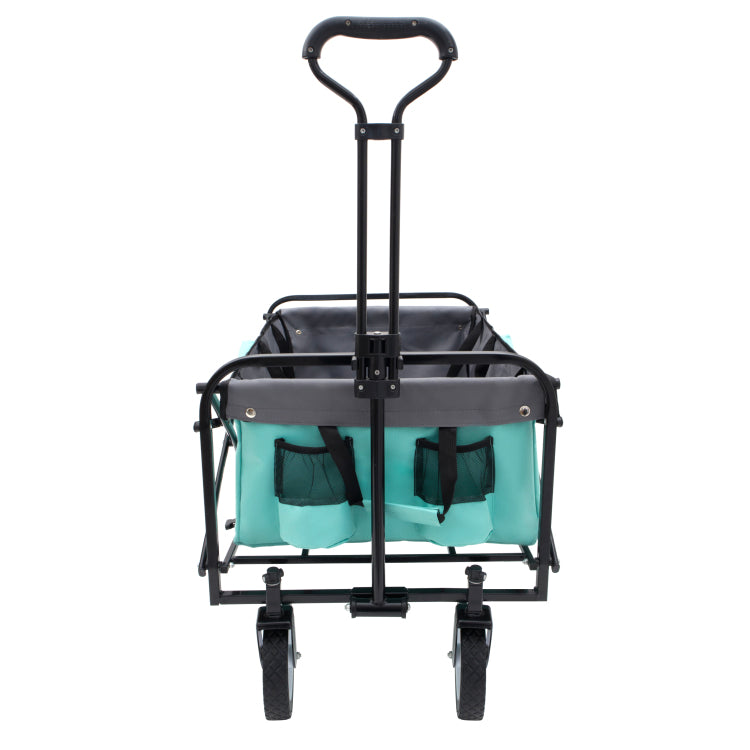 Collapsible Foldable Wagon Cart With Strapping System Beach Wagon Utility Cart Utility Wagon Grocery Cart For For Camping Shopping Sports Gardeing Fishing Supports 360Lbs All Terrain Wheels Green