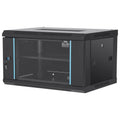 6U Wall Mount Network Server Cabinet, 15.5'' Deep, Server Rack Cabinet Enclosure, 200 Lbs Max. Ground Mounted Load Capacity, With Locking Glass Door Side Panels, For It Equipment, A V Devices