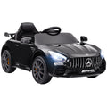 Qaba Mercedes Benz Amg Gtr Licensed 12V Kids Ride On Car, Battery Powered Kids Electric Car With Remote Control, Transport Wheels, Soft Start, Lights, Music, Horn & 3 Speeds For 3 6 Years, Black