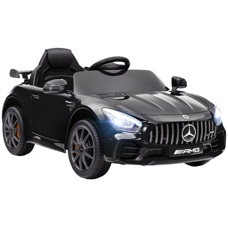 Qaba Mercedes Benz Amg Gtr Licensed 12V Kids Ride On Car, Battery Powered Kids Electric Car With Remote Control, Transport Wheels, Soft Start, Lights, Music, Horn & 3 Speeds For 3 6 Years, Black