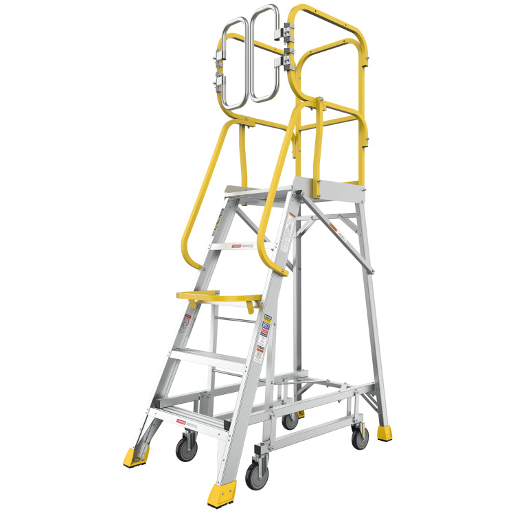 5 Step 375Lbs Aluminum Rolling Platform Ladder