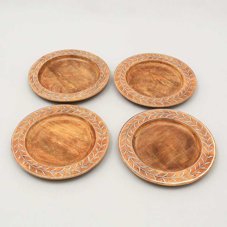 Handcrafted 13" Wood Charger Plate Wooden Dinning Placemat Artisan Wood Tableware