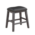 Wood & Leather Counter Height Stool With Nail Head Trim, Set Of 2, Black & Gray