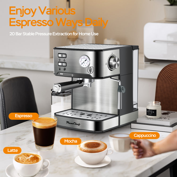 20 Bar Professional Espresso Machine With Milk Frother, Single & Double Shot, Ese Pod Compatible, Pressure Display, Removable Water Tank For Cappuccino, Latte, & Macchiato Home Barista Edition