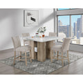 Mikha Natural Bar Table And Beige Bar Stools