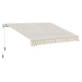 Outsunny 12' X 10' Retractable Awning Patio Awnings Sun Shade Shelter With Manual Crank Handle, 280G M Uv & Water Resistant Fabric And Aluminum Frame For Deck, Balcony, Yard, Beige And White