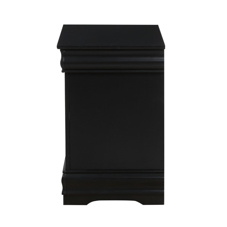 1Pc Traditional Classic Black Finish 2 Drawers Nightstand Wooden Bedroom Furniture