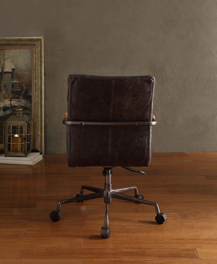 Harith Antique Slate Top Grain Leather Office Chair