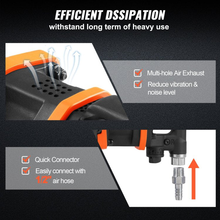 1 Inch Air Impact Wrench, Up To 3160 Ft Lbs High Reverse Torque Output 1" Pneumatic Impact Gun W 8 Inch Extended Anvil & Carrying Case For Heavy Duty Repairs And Maintenance
