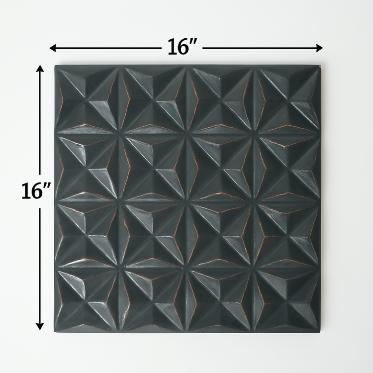 Black Square Shape Handcrafted Mdf Wall Decor 16"X16" Elegant Home Accent