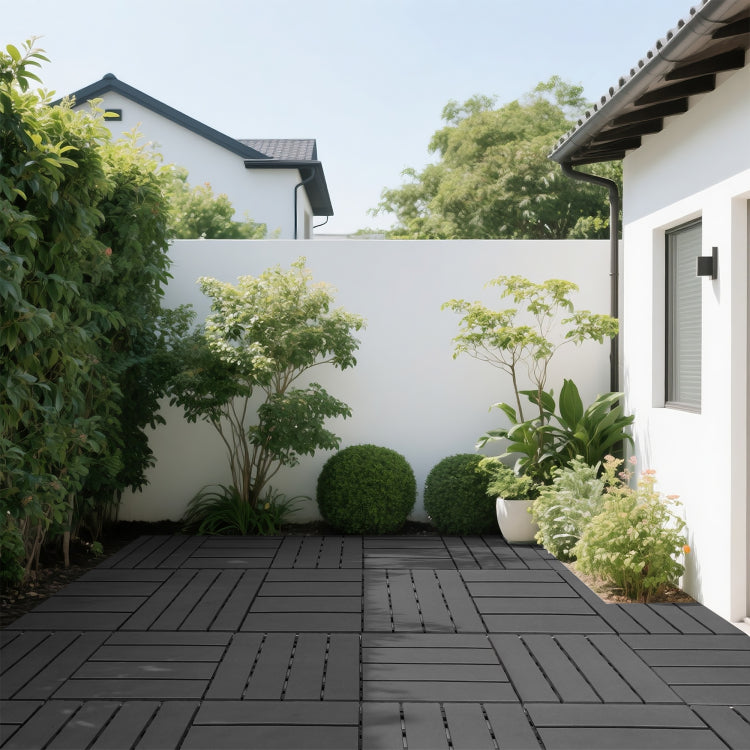 Plastic Interlocking Decking Tiles, 44 Packs Of Terrace Decking Tiles, 12 Inches X 12 Inches Waterproof For All Weather Use, Backyard Pool Decking Tiles, Dark Gray
