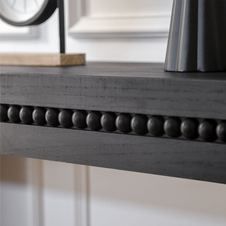 64In Modern Black Wood Console Table Elegant Entryway Table With Decorative Beaded Trim