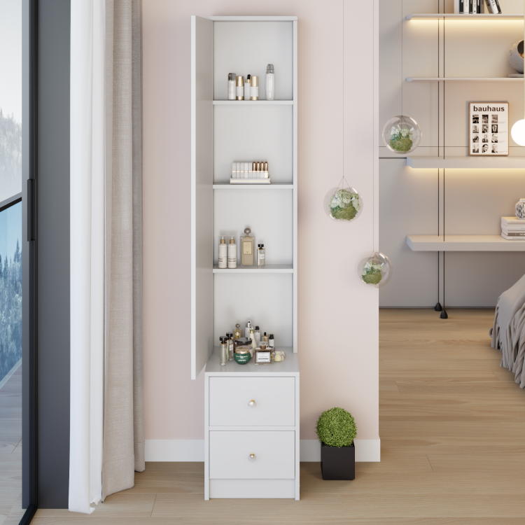 Simple Stylish Dressing Mirror Cabinet, Cosmetic Organizer Cabinet, Jewelry Cabinet, Extra Large Full Body Mirror, Multi Layer High Capacity Storage, 11.8" X 15.7" X 63", Epa, Gcc, Ul Certificate