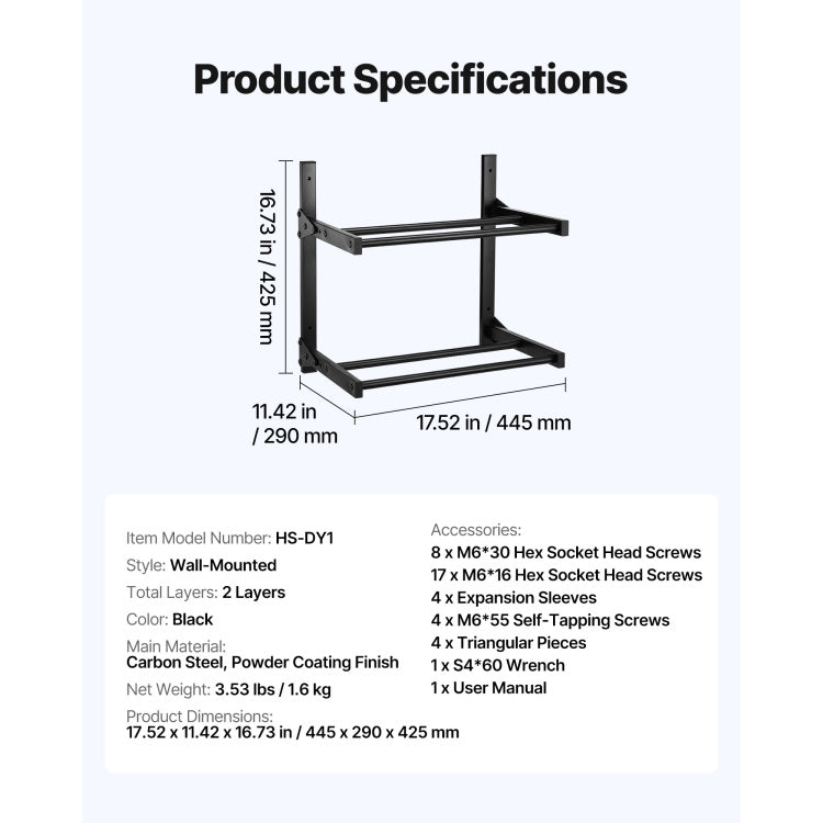 Wall Mount Printer Filament Storage Rack 2 Tier Filament Spool Holder Rack