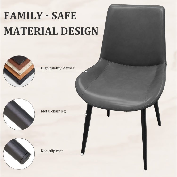 Grey Pu Leather Dining Chair With Metal Legs, Modern Upholstered Chair Set Of 4 For Kitchen, Restaurant, Living, Meeting Room