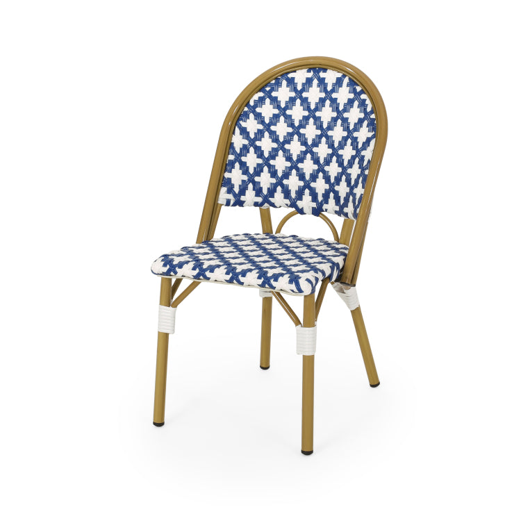 FRENCH BISTRO CHAIR Set of 2 white+navy - aluminium