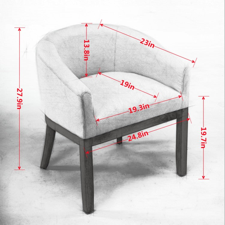 Mid Century Modern Upholstered Barrel Dining Chairs With Arms,Farmhouse Linen Kitchen & Dining Room Chairs With Natural Hardwood Frame, 19" W Accent Chairs For Living Room,Single Pack,Beige,Sw1891Bg