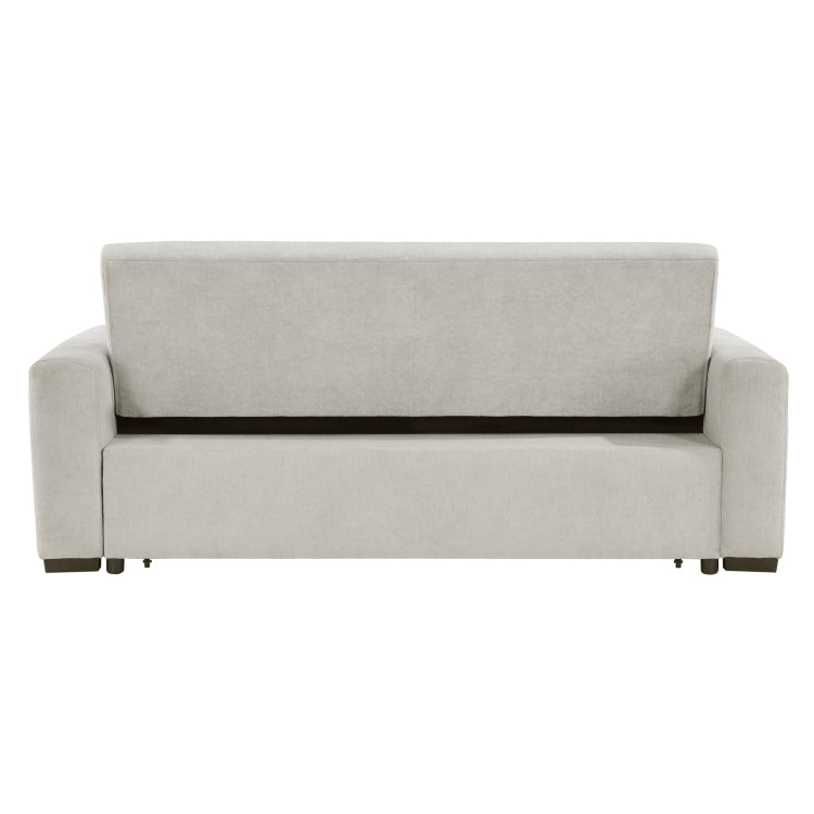 Transitional Style Convertible Sofa With Pull Out Bed Light Gray Upholstery Solid Wood Living Room Furniture 1Pc