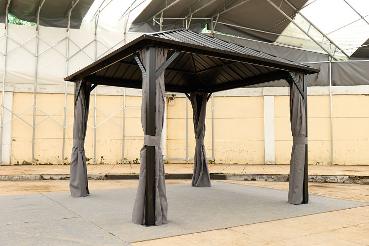 10*10Ft Patic Gazebo,Aluminum Gazebo With Steel Canopy,Outdoor Permanent Hardtop Gazebo Canopy For Patio, Garden, Backyard