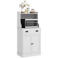 Homcom Microwave Cabinet With Storage Drawer, Double Door Cabinet And Adjustable Shelf, Buffet With Hutch And Cable Hole, Storage Cabinet For Kitchen, Dining Room, Living Room, White