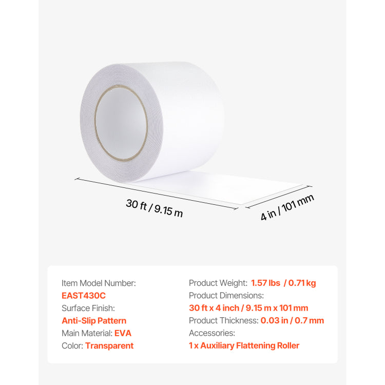 Anti Slip Tape 30Ft X 4Inch Transparent Non Slip Grip Tape Traction Treads