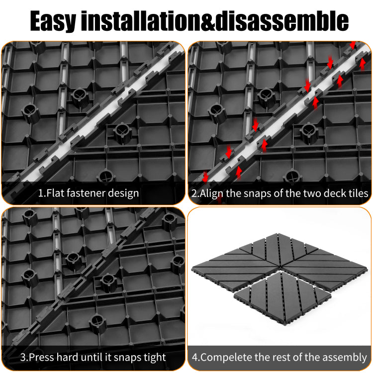 Plastic Interlocking Decking Tiles, 44 Packs Of Terrace Decking Tiles, 12 Inches X 12 Inches Waterproof For All Weather Use, Backyard Pool Decking Tiles, Dark Gray