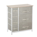 Homcom 7 Drawer Dresser Storage Tower Cabinet Organizer Unit, Easy Pull Fabric Bins With Metal Frame For Bedroom, Closets, Light Gray