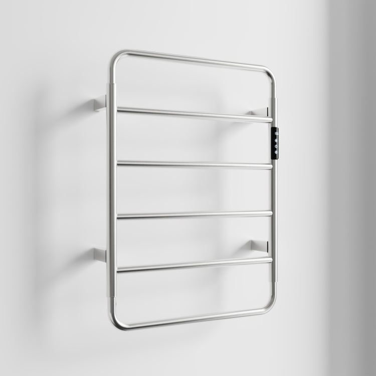 18.7" Heated Towel Rack For Bathroom,Wall Mounted With Intelligent Touch Screen Timer, 6 Bar Towel Warmer, 304 Stainless Steel Polished, Plug In Hard Wired