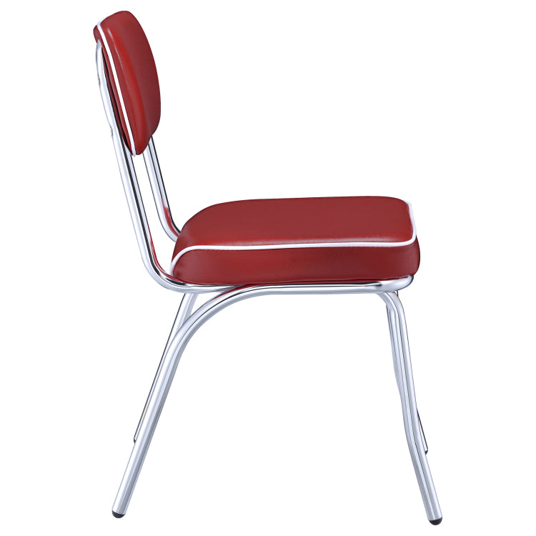 Red And Chrome Upholstered Side Chairs Set Of 2