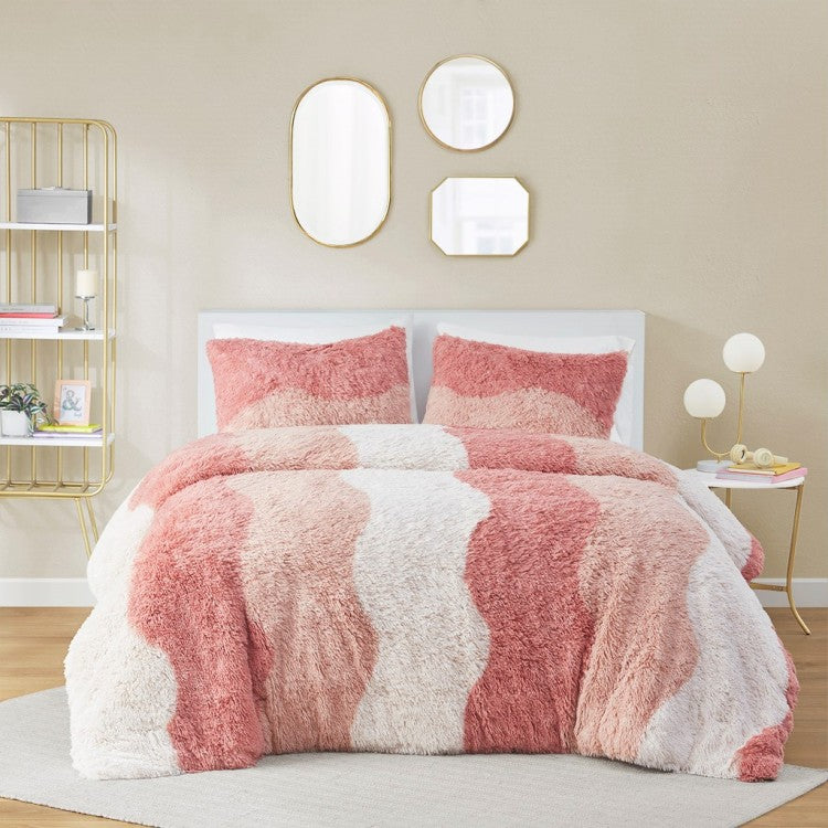 Twin Twin Xl Ombre Shaggy Faux Fur Comforter Set
