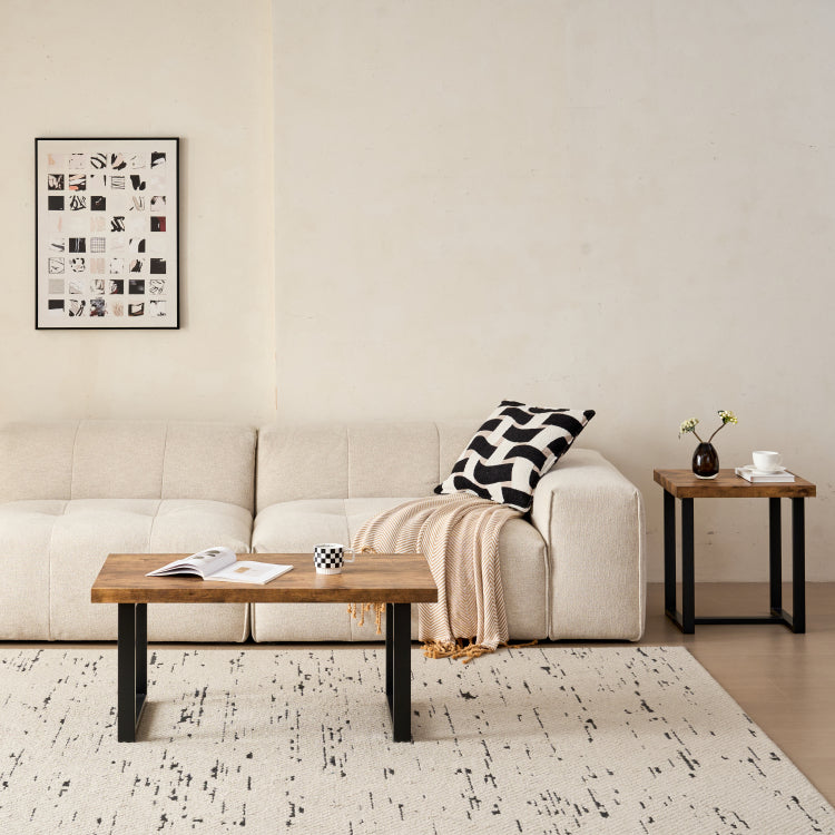 Mdf Coffeetable, Small Tea Table, Walnut With Metal Legs Sofa Table