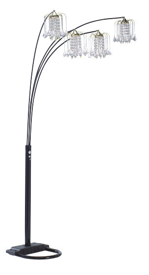 Black 4 Head Crystal Inspired Arch Floor Lamp