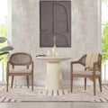 Americana Mid Century Modern Cane Back Dining Chair, Taupe Beige Textured Weave