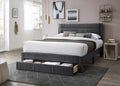 Luxury Contemporary Look 1Pc Full Size Bed W Storage Drawer Charcoal Corduroy Headboard Bedframe